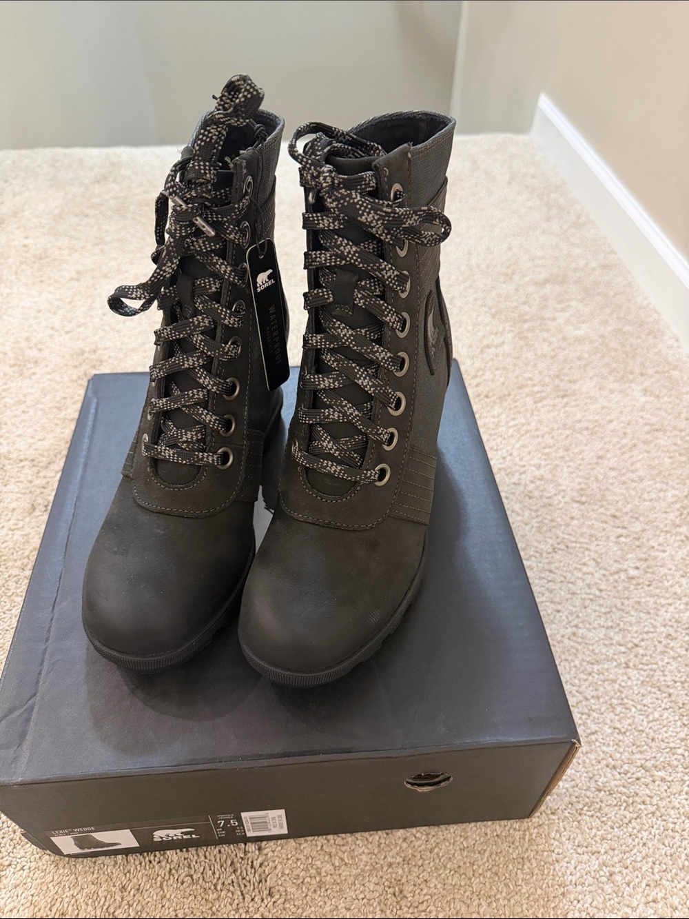 Sorel Women's Lexie Wedge Lace-Up Waterproof Ankle Boots - Black